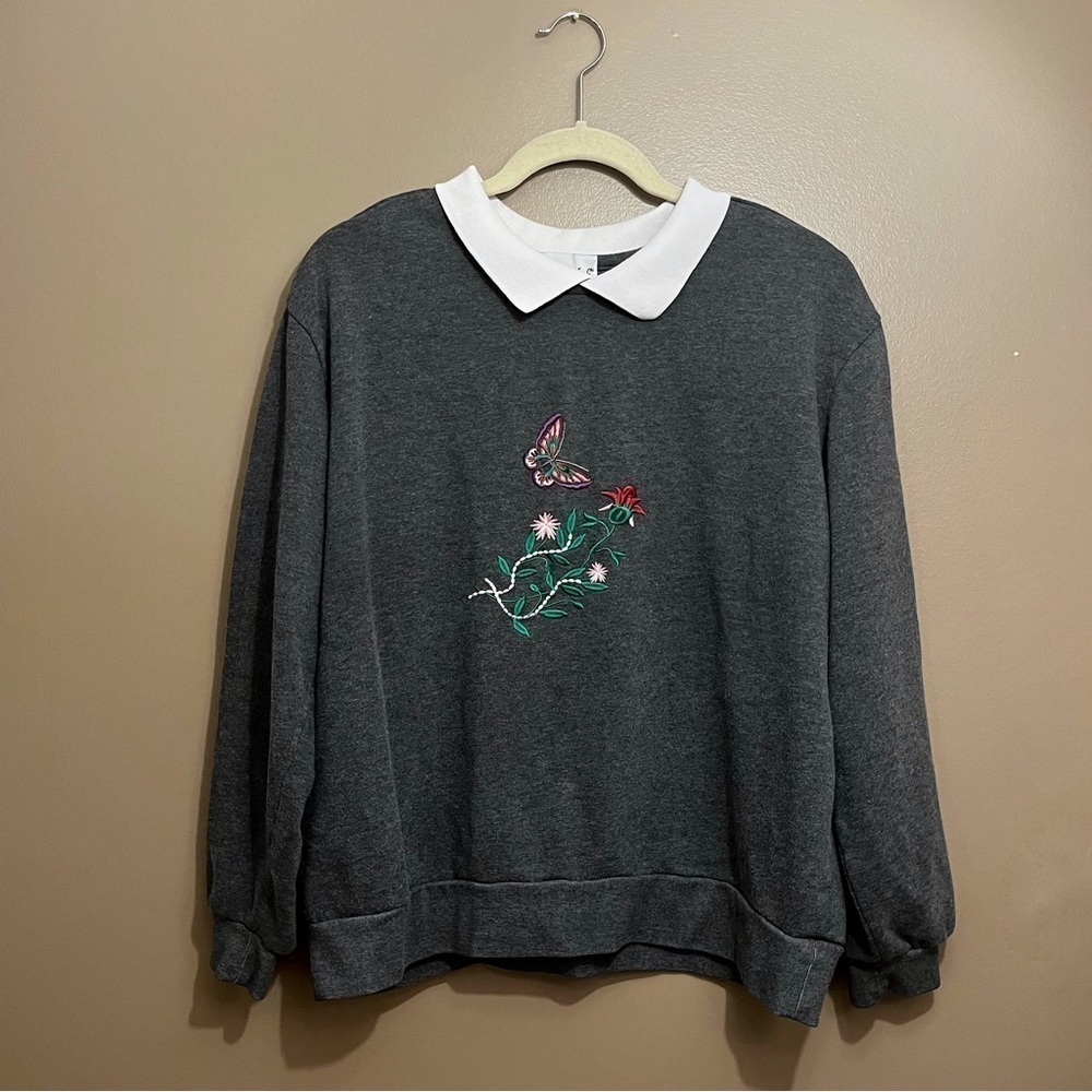 Vintage Anthony Richards Collared Embroidered Swe… - image 1